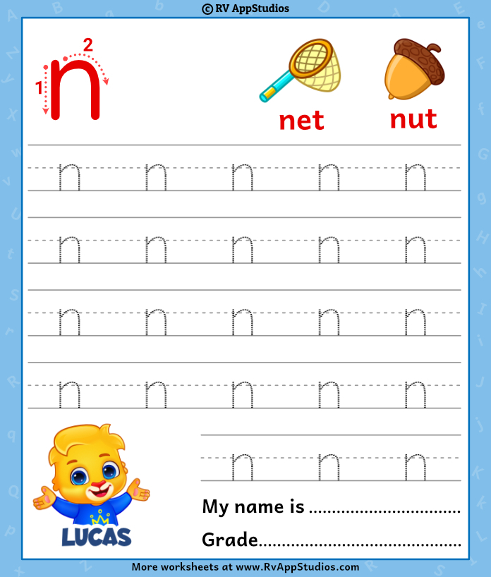 Lowercase Letter N Tracing Worksheets Trace Small Letter N Worksheet