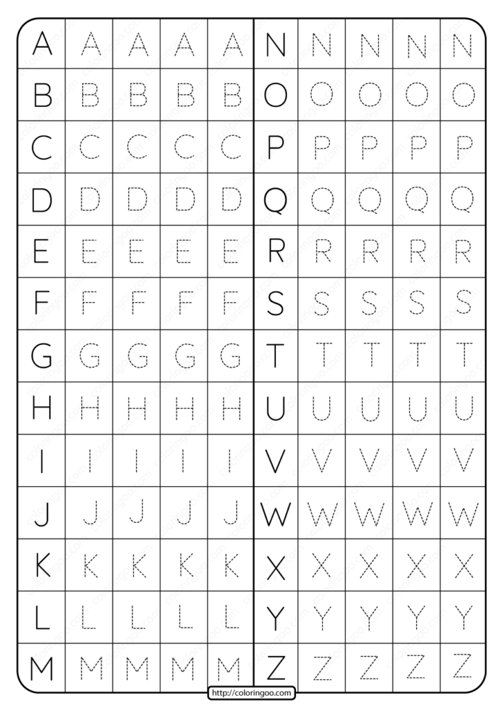 Printable Dotted Alphabet Trace Practice Pdf Worksheet Alphabet 