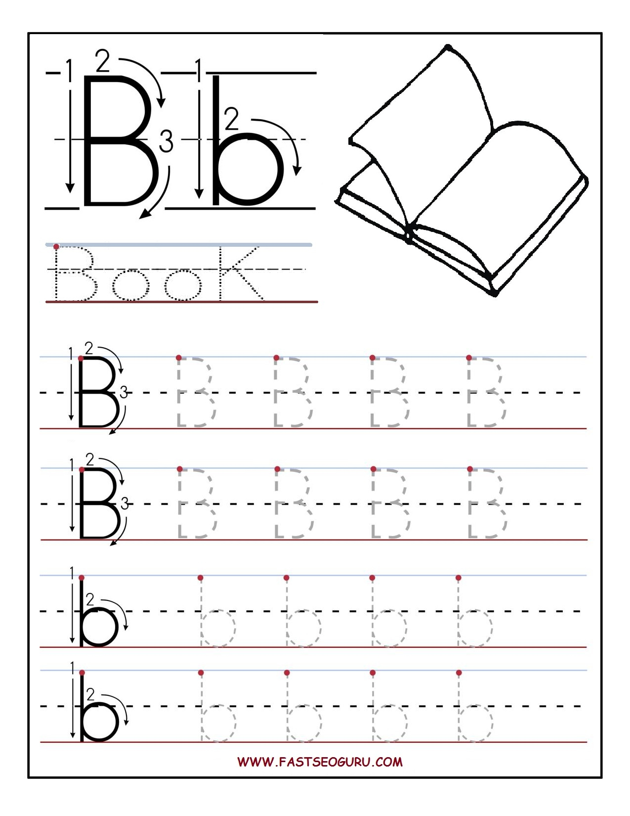 Printable Letter B Tracing Worksheets For Preschool