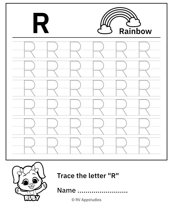 Printable Letter R Tracing Worksheets For Preschool In 2021 Kids 