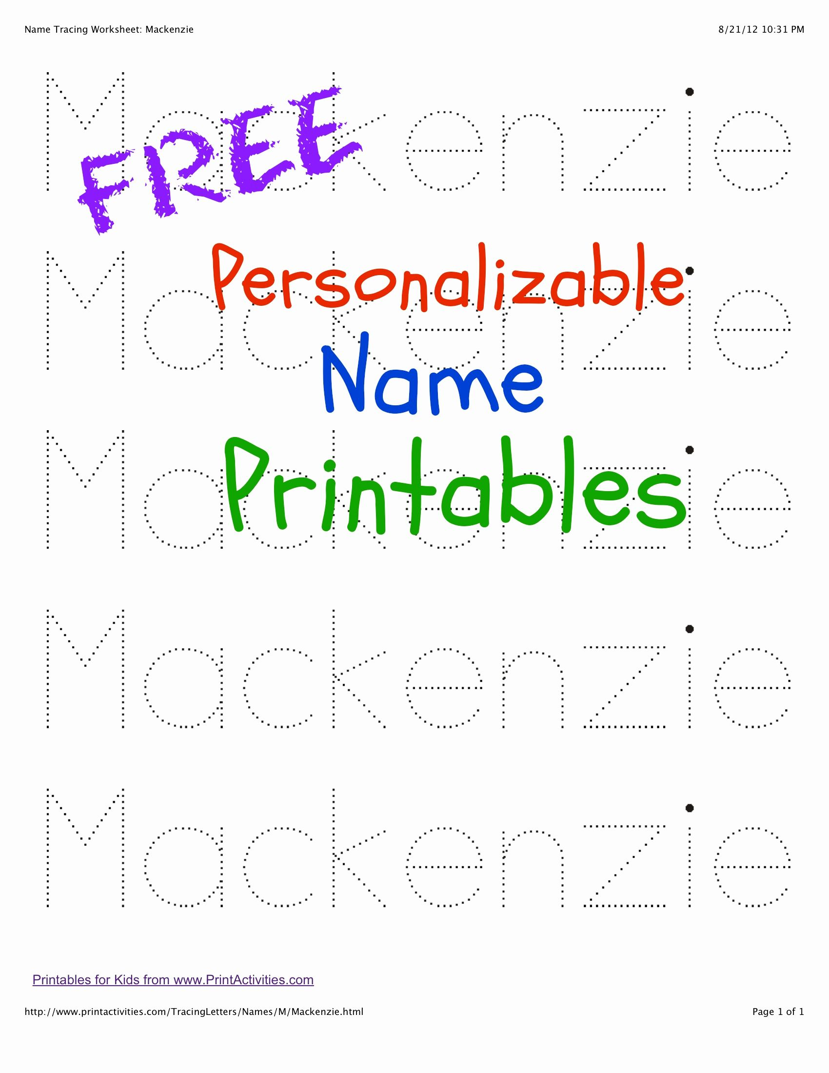 Printable Name Tracing Preschool Names Name Writing Practice