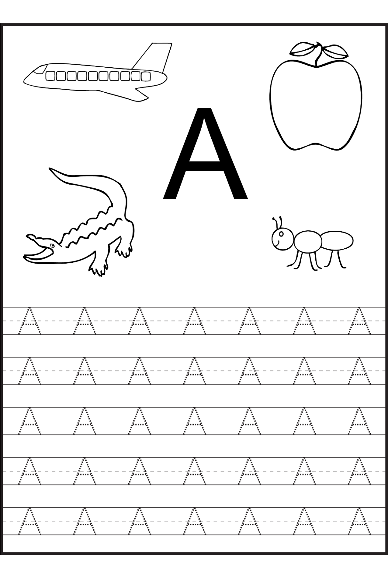 Trace The Letter A Worksheets Activity Shelter