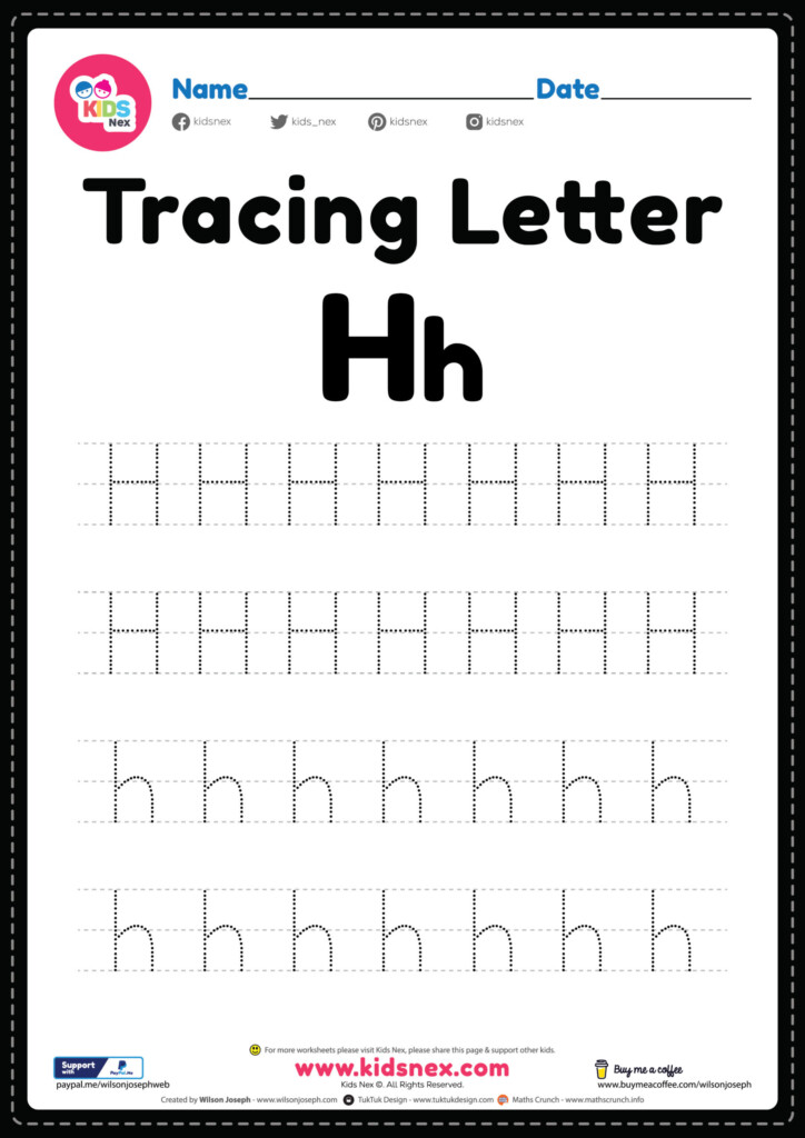 Tracing Letter H Alphabet Worksheet Free Printable PDF